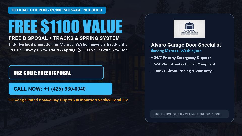 FREE Old Door Haul-Away & Heavy-Duty Tracks in Monroe, WA - Alvaro Garage Door Specialist