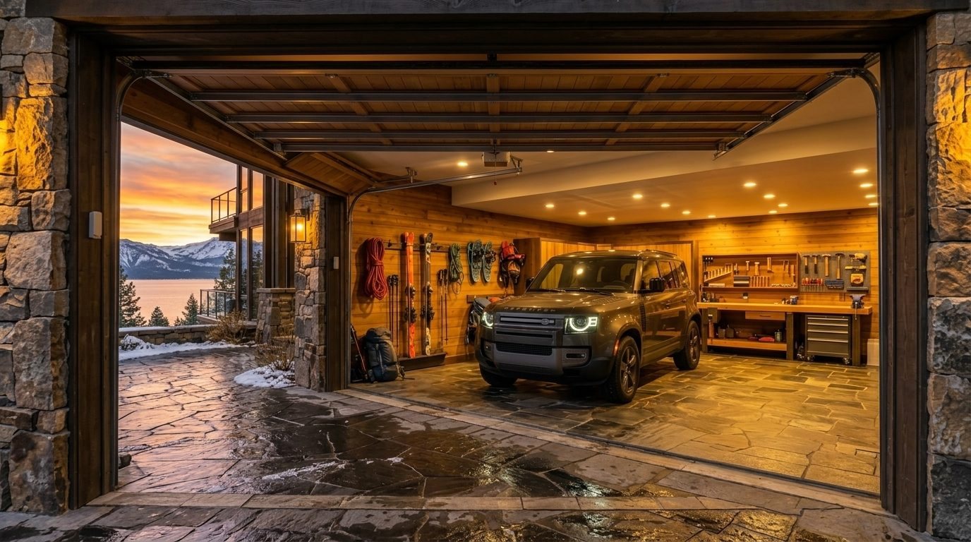 Alvaro Garage Door Specialist Interior View of Custom Garage Door Overhead and Workshop